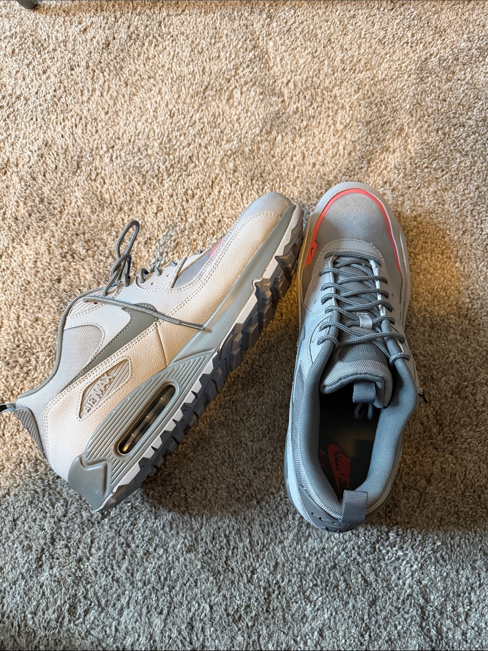 Nike Grey and Coral Low-Top Sneakers